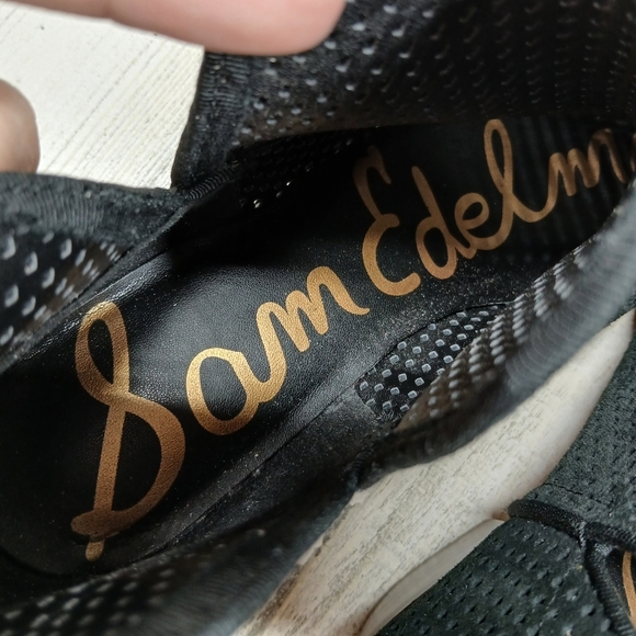 Sam Edelman Paula Ankle Boots Perforated Suede Blk Stacked Heel # 546 - Picture 11 of 12